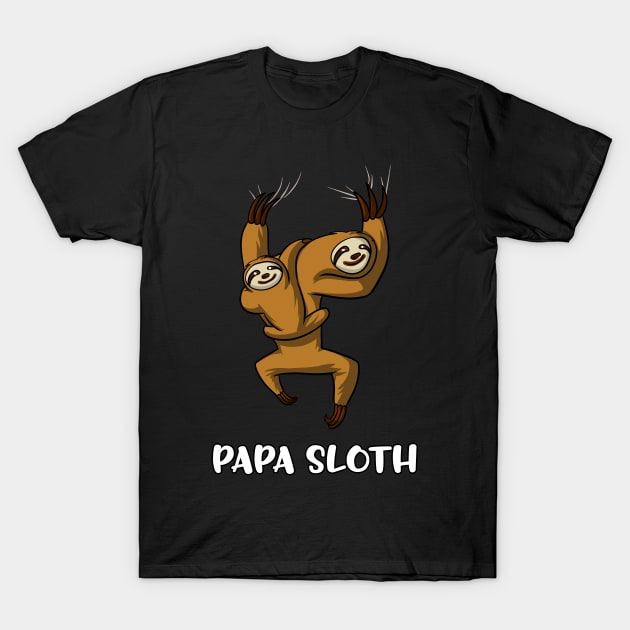 Papa Sloth And Baby Sloth Funny Father Cute T-Shirt by underheaven